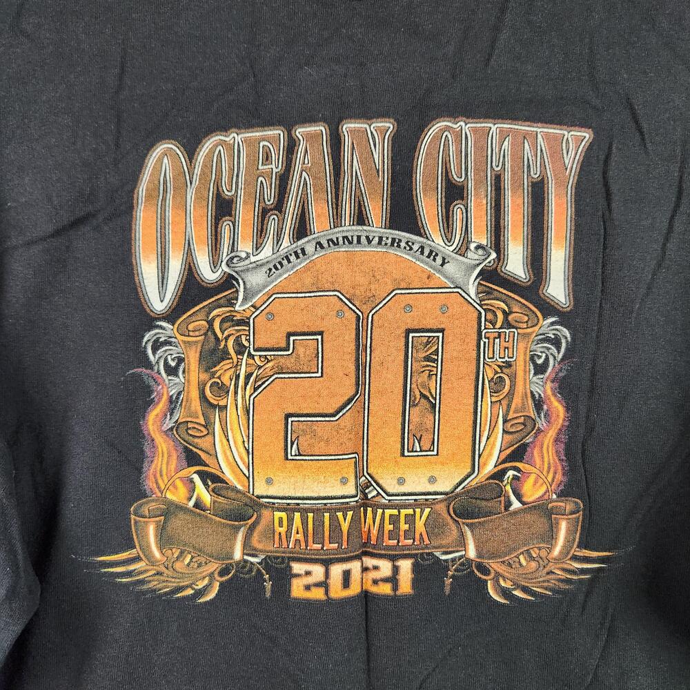 Ocean City Rally Week 20th Shirt Mens XL Black Graphic Long Sleeve Biker 2021